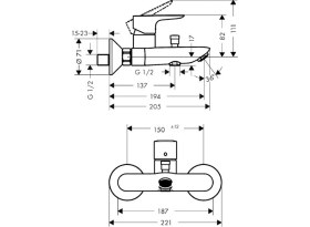 Resim Hansgrohe Talis E Tek Kollu Banyo Bataryası Aplike Parlak Altın Optik - HNG71740990 
