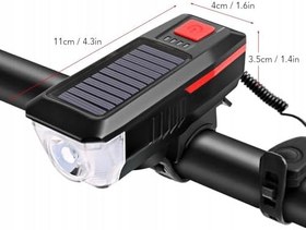 Resim Coverzone USB ve Güneş Enerjili Şarjlı Bisiklet Ön Lambası, Yüksek Parlaklık LED, Dahili Lityum Pil, Enerji Göstergeli, Sesli Uyarılı, Ön Gidon Montajlı | LY-17 