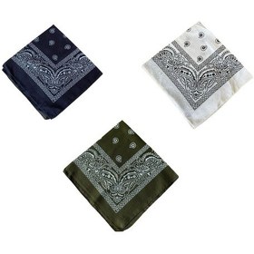 Resim Pamuklu Klasik Desen Unisex 3lü Bandana Seti Renkli Bandana Etnik Desenli A Kalite Bandana Altın - Siyah 