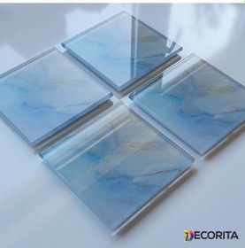 Resim Decorita Cam Bardak Altlığı 4'lü Takım Supreme Mermer Çok Renkli 