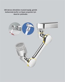 Resim Esnek 1080 Musluk Başlığı 3 Eklemli Hareketli Su Modlu Lavabo Aparatı Çok Renkli 