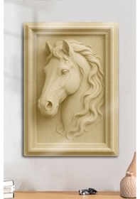 Resim Metal Baskı - At Tablosu, Mermer Görünüm, Dekoratif Tablo, Sanat, Ev Dekorasyon 