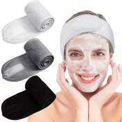 Resim Süper Emici Spa Yüz Bandı - Yüz Yıkama, Duş, Spor ve Yoga için Ayarlanabilir Mercan Polar Saç Bandı 
