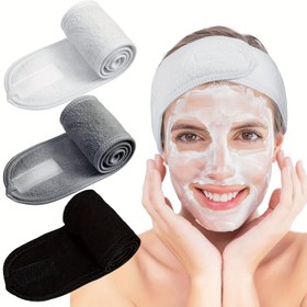 Resim Süper Emici Spa Yüz Bandı - Yüz Yıkama, Duş, Spor ve Yoga için Ayarlanabilir Mercan Polar Saç Bandı 