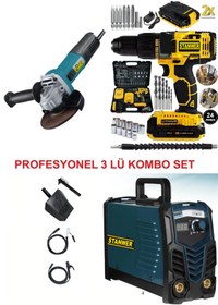 Resim STANWER Ultra 3 Lü Set200 amper kaynak makinası +24 v uç hediyeli matkap + stanwer taşlama 