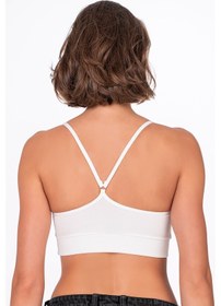 Resim Kompedan Fitilli İnce Askılı Şekillendirici Spor Sütyeni, Sporcu Bustiyer B.k.m-beyaz Beyaz 