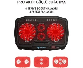 Resim Mena Rise Speeder Sx-15 4 Adet Fanlı 9"-17" Inç Ledli LCD Kontrol Panelli Standlı Notebook Laptop Soğutucu 