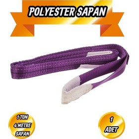 Resim Polyester Sapan Mor Renk 1 Ton 4 Metre Sağlam Yük Kaldırma Taşıma İndirme Halat Spanzet 