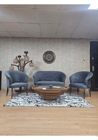 Resim Teddy Takım Siyah Boyalı Telli Ayak Çay Seti Koltuk - Berjer , Ba Çok Renkli 