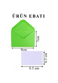 Resim Yeşil Mini Zarf 7x9 Cm Not Kağıtlı 100 Adet Küçük Yeşil Zarf Mektup Oyun Zarfı Doğum Günü Dilekleri Zarfı Canlı Renk 