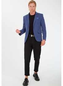 Resim Sposo 5106 Dar Kalıp Yarım Astarlı Lacivert Erkek Blazer Ceket Lacivert 