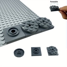 Resim 5 adet Yuvarlak 4x4 Döner Tablo Tabanı Pürüzsüz Yüzey ile - ABS, Gri, Küçük Partiküller ve Yapı Taşları için İdeal, Çocuklar için Eğitici Oyuncak, Yapı Oyuncak Tabanı | Döner Tablo | Pürüzsüz Yüzey Tabanı, Döner Tablo 
