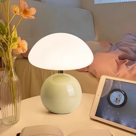 Resim Minimalist Sanat Mantarı USB Lamba | Üç Renkli Kablosuz Kontrol Düğmesi: Beyaz Işık, Sıcak Parlama & Nötr Ton - Ayarlanabilir Aydınlatma | LED Masası, Çalışma Odası Tezgahı ve Misafir Odaları İçin Gece Lampası ile Ofis/Oturma Oda Ortam Süslemesi 