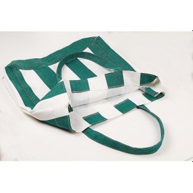 Resim Kadın Kanvas 2 Cepli Günlük Renkli Plaj Omuz Çantası Yeşil Yeşil 