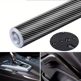 Resim Parlak Siyah Karbon Fiber Vinil Kaplama - Kendinden Yapışkanlı Araba Kapı Eşiği & Tamponlar için Anti-Çarpışma Film, Su Geçirmez & Dayanıklı, Kolay DIY Uygulaması, Çoğu Arabaya Uyar, DIY Araba Çıkartmaları | Mat Dokulu Bitiş | Dayanıklı Vinil Kaplama 