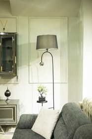 Resim Modern Çok Kullanışlı Krom Şapkalı Lambader Siyah Tek Ebat 