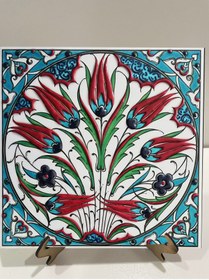 Resim Armada Çini 20x20 Cm Ed 323 Turkuaz Rumi Lalezar Eldekoru Çini Karo 