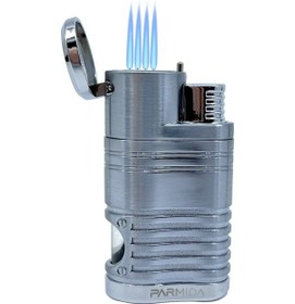 Resim Parmida Premium 4 Torch Jet Alevli Puro Çakmağı Gümüş Gri 
