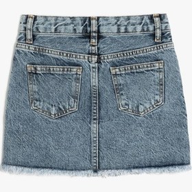 Resim Koton Pileli Kot Etek Cepli Baskı Detaylı Düğme Kapamalı Pamuklu Orta İndigo 5wkg70010ad İndigo 