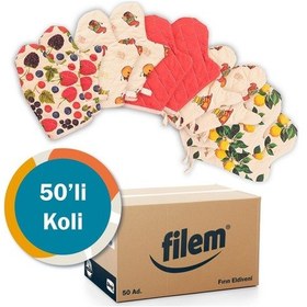 Resim Molinella Yanmaz Kapitone Duck Kumaş Renkli Fırın Eldiveni 20x27 Cm 50'li Koli 