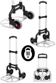 Resim MoonTech Pro Seri 90 kg Kapasiteli Teleskopik, Katlanır El Arabası Koli Yük Paket Taşıma El Arabası Katlanır 