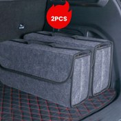 Resim 1/2 adet Büyük Kapasiteli Bagaj Düzenleyici Kutu, Premium Keçe Kumaş, Evrensel Uygulama, SUV, Araba, Otomobil, Seyahat Aksesuarları, Kadınlar ve Erkekler için Temel Depolama Konteyneri 