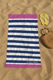 Resim denizlicotton Plaj havlusu, Deniz Havlusu, Şezlong Havlusu, Baskılı Havlu, 80 x 150 cm Çizgili-75 x 150 