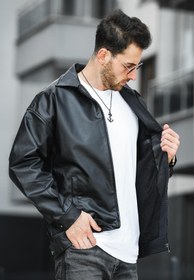 Resim Vella Vintage Oversize Erkek Deri Ceket - SIYAH / S 