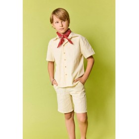 Resim DeFacto Regular Fit Gömlek Yaka Poplin Kısa Kollu Gömlek Erkek Çocuk H7517A826HS 