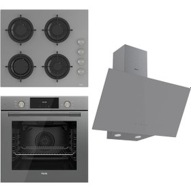 Resim Ferre Flowart Serisi QMS63CPR - CS208 - D079 Gri Ankastre Set 