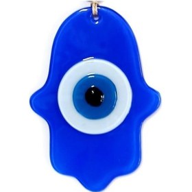 Resim Nazar Boncuklu Mavi Renk Fatma Ana Bereket Eli Cam Duvar Süsü 02-10mm 5yards 