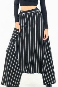 Resim Siyah Beyaz Çizgili Sam Şalvar Pantolon - XS 
