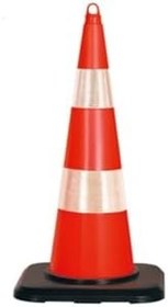 Resim Hayat Trafik - PVC Trafik Konisi 90 cm Çift Reflektifli Trafik Dubası Ağırlıklı 