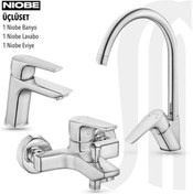 Resim Eca Niobe Banyo Niobe Eviye Niobe Lavabo Bataryası Üçlü Set 