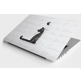 Resim Laptop Sticker Bilgisayar Notebook Pc Kaplama Etiketi Kedi Kelebek 