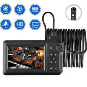 Resim VTN-093 Ekranlı Çift Kameralı 30 Metre Sert Kablo Yılan Endoskop Kamera 8 mm 4.3 Inc 