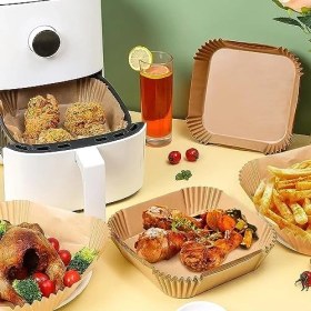 Resim Airfryer Pişirme Kağıdı,xl-Xxl Büyük Boy, Kare, 200 Adet Hava Fritöz Parşömen Fırın Kağıdı Tek Kullanımlık Kağıt Fırın Fritöz Pişirme Kızartma Tavası Için Uygun 20CM 