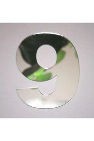 Resim zafrakreklam Daire Numarası 1 mm Gümüş Ayna Pleksi Yapışkanlı Ölçü 9X4 Cm No- 9 DOKUZ 