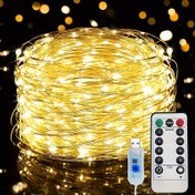 Resim BZPCF 1 adet USB Peri Işığı, 20.12 metre 200 LED, 10.06 metre 100 LED, 5.0 metre 50 LED, Gümüş Tel, 8 Aydınlatma Modu, Uzaktan Kumanda, USB Güçlü, Şarj Edilemeyen, Düğme Kontrolü, Düğün, Yatak Odası, Tavan, Noel Dekorasyonu için 