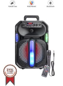 Resim D26 RGB Işıklı Mikrofonlu Kumandalı USB/TF/FM/MIC/BT Siyah Bluetooth Hoparlör 