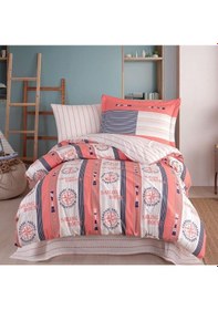 Resim Hobby Tek Kişilik Poplin Nevresim Takımı Marin Somon Çok Renkli 