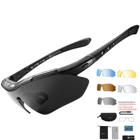 Resim Schulzz Rockbros Polarize Uv Korumalı Siyah 5 Lensli Bisiklet Gözlüğü 