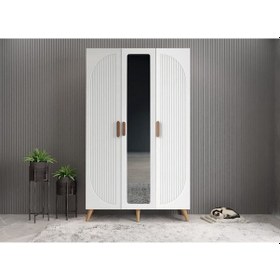 Resim Robe Membran 3 Kapaklı Portmanto Montaj Dahil Meşe Beyaz 105 Cm 