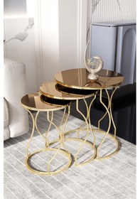 Resim Rüya İç İçe Metal Lüx Zigon Sehpa 