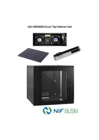 Resim Ulusal 16u 600x600 Duvar Tip Kabinet Seti 2li Fan 9lu Pdu Priz 600mm Sabit Raf Dahil Set 