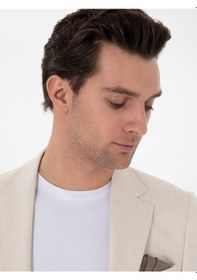 Resim Cacharel Ekru Slim Fit Keten Karışımlı Takım Elbise Bej 