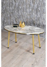 Resim Uslucan Alışveriş Zigon Sehpa Ve Orta Sehpa Elips Set Çift Gold Efes Metal Çok Renkli 