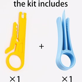 Resim 2 Adet Ağ Kablosu Soyma ve Sıkma Kombinasyon Seti, Açık Çene Tasarımlı Mühendislik Kablolama Aleti ile Hızlı ve Kolay Dolaşım Açıcı/Tel Düzleştirici Araç 