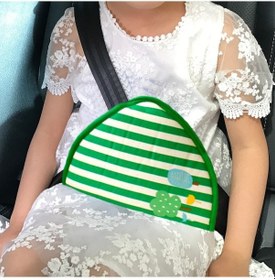 Resim Sones Araba Çocuk Emniyet Kemeri Ayarlama Ve Sabitleme Cihazı Düğmeleri Emniyet Kemeri Boğulma Önleyici Omuz Kılıfı, Stil: Pamuklu Kumaş Yeşil Çizgili 