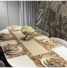 Resim Keten Lalin Desen Runner 40x140 Cm Çok Renkli 